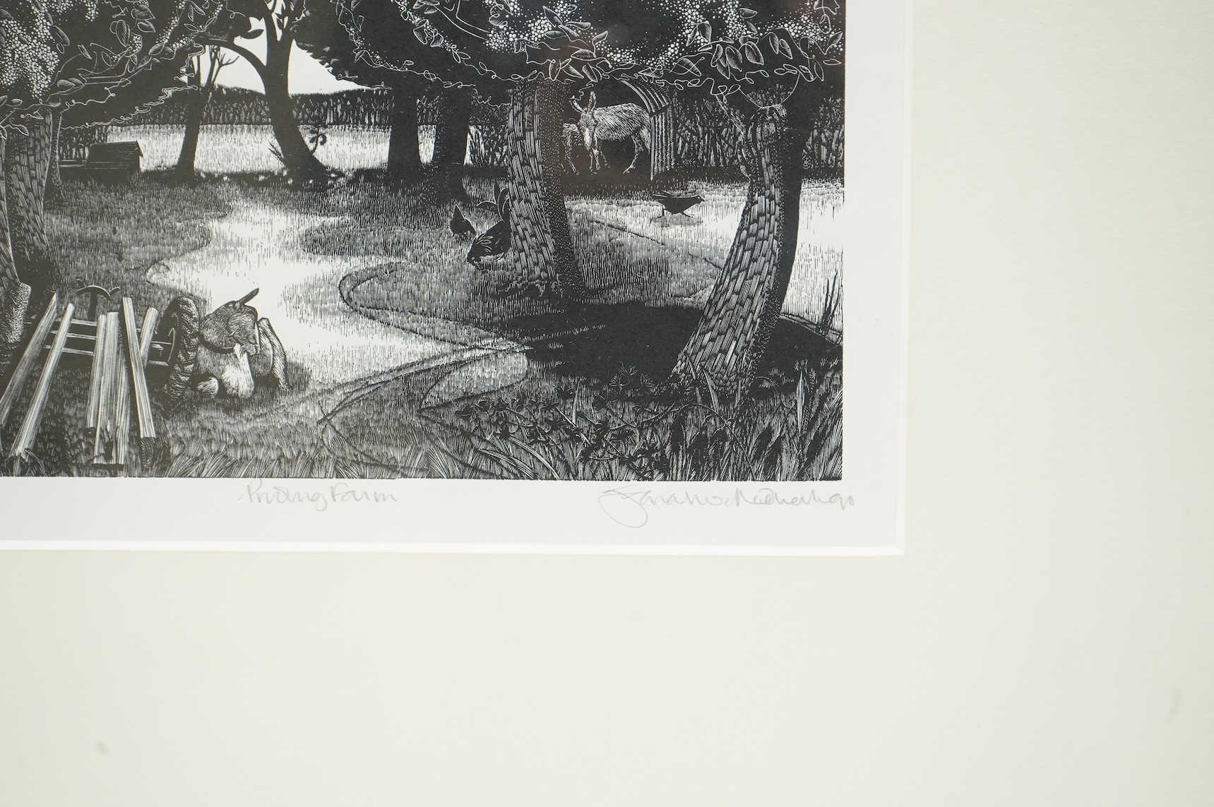 Sarah Van Niekerk (1934-2018), ‘Priding Farm’, signed in pencil, limited edition 48/100, woodcut, 17 x 22.5cm